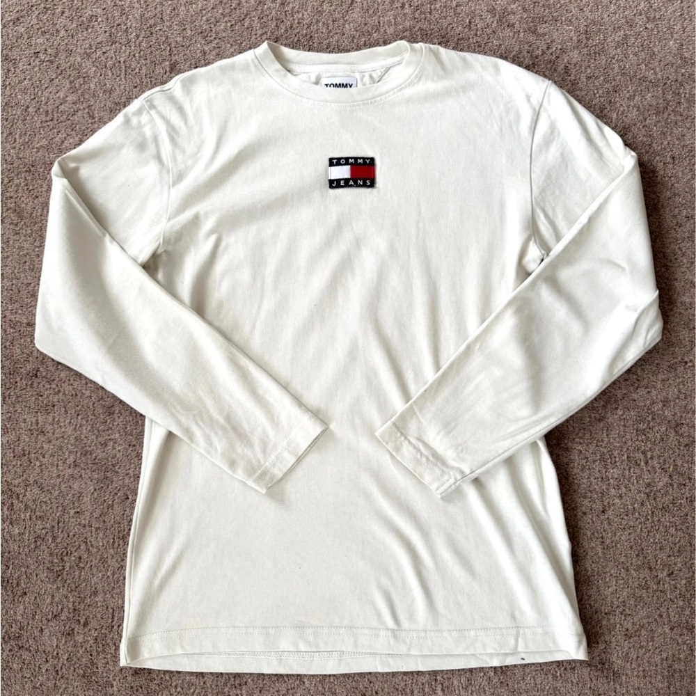 Tommy Hilfiger Tommy Jeans White Long Sleeve Top T-Shirt - Men’s Size UK Smal